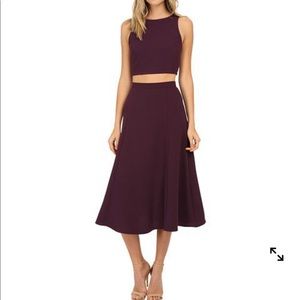 Crop tank top and mid length skirt set